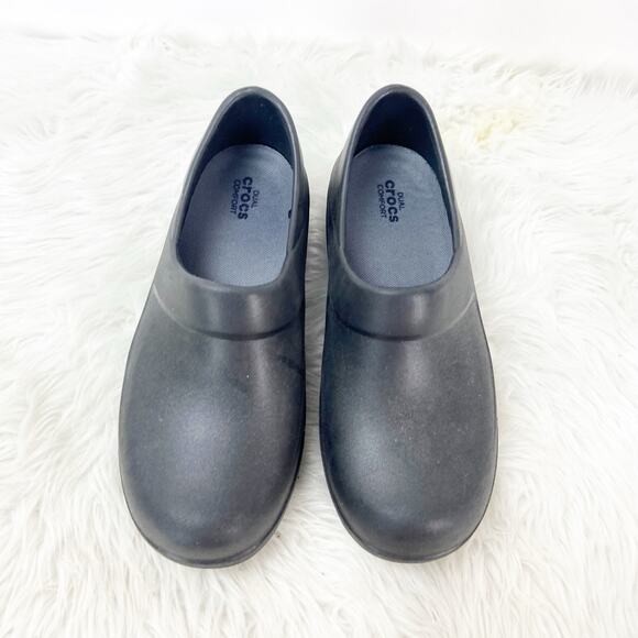 Crocs Dual Comfort US 7 Womens Black Rubber Slip On Closed Toe Clog Shoes - Picture 7 of 13